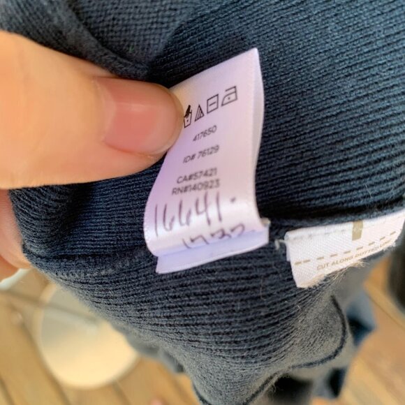 LOFT LOU & GREY Belted Sweater Tie Waist Bow Knit Top Blue Grey XS Long Sleeve - Picture 8 of 8